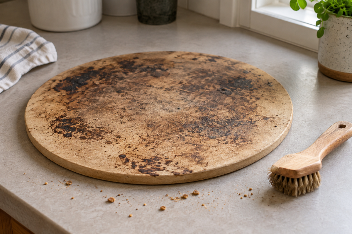 A Dark Pizza Stone May Need Brushing, Not a Bath
