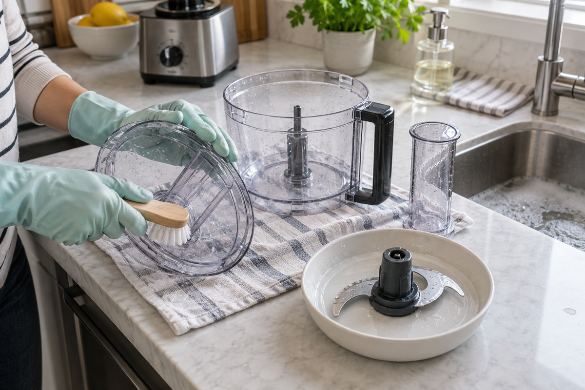 Food Processor Lid and Pusher: Clean the Grooves Without Defeating the Lock