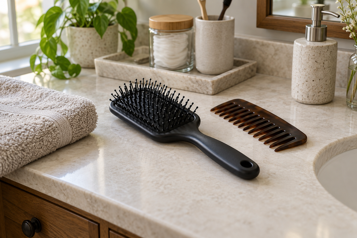 Hairbrush Full of Hair and Gray Fuzz? Clear the Bristles Gently