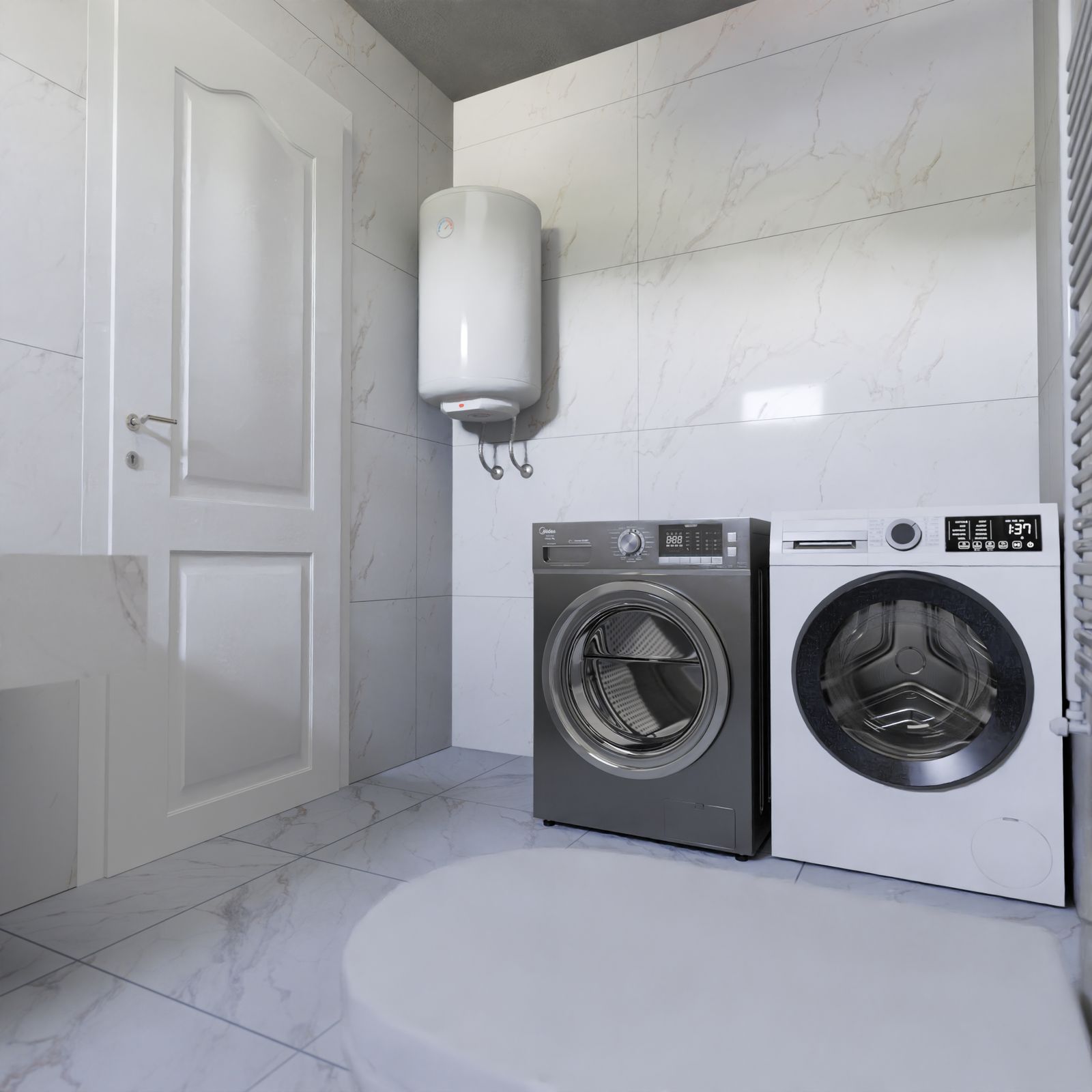Real laundry utility area showing vent and appliance maintenance pain points