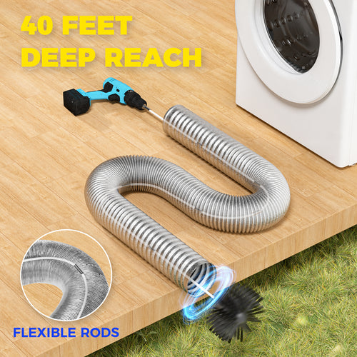 Dryer Vent Cleaning Kit with Flexible Nylon Rods (40 FT)