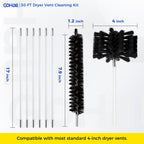 Dryer Vent Cleaning Kit with Flexible Nylon Rods (30 FT)