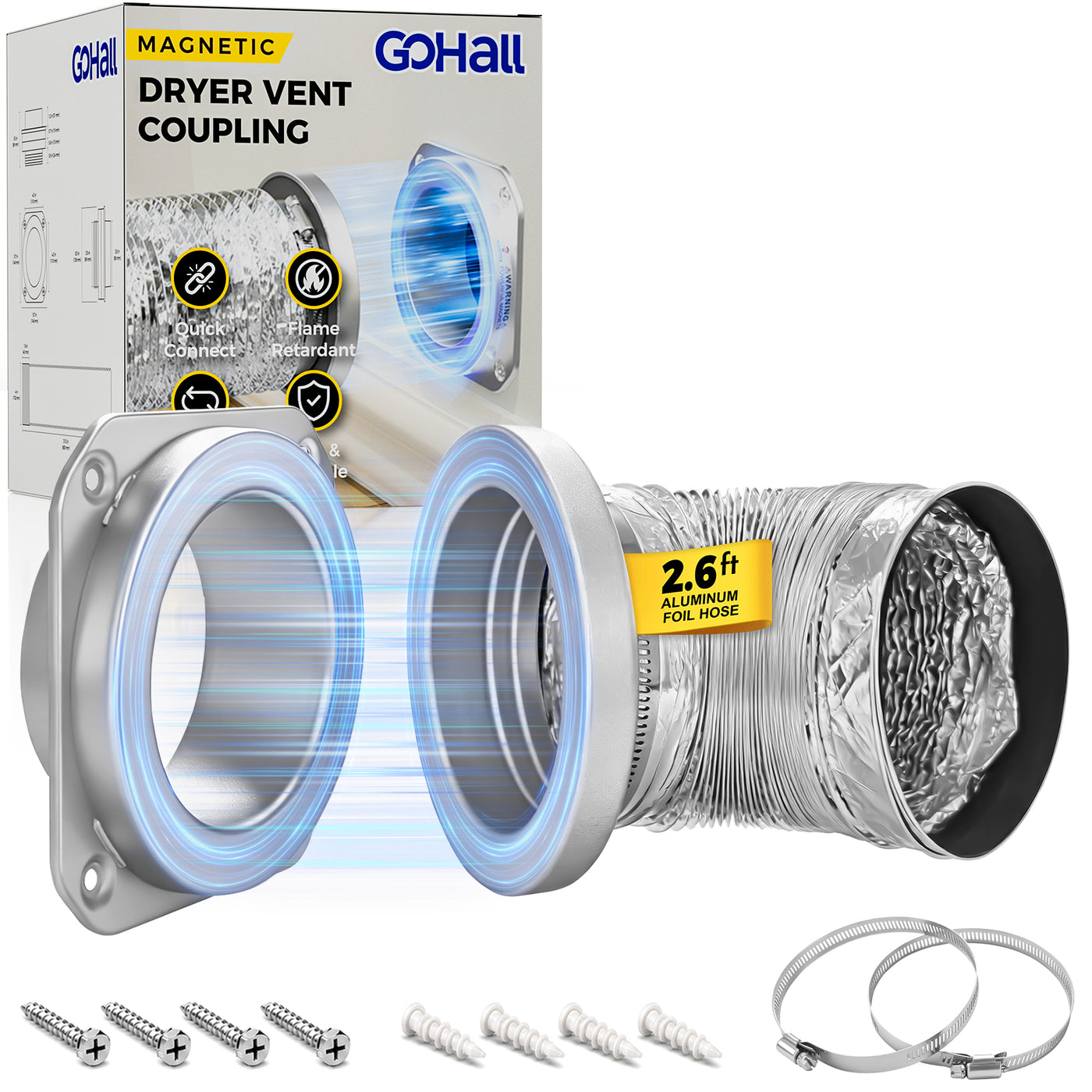 Magnetic Dryer Vent Coupling Kit – Straight 180° (4 Inch)