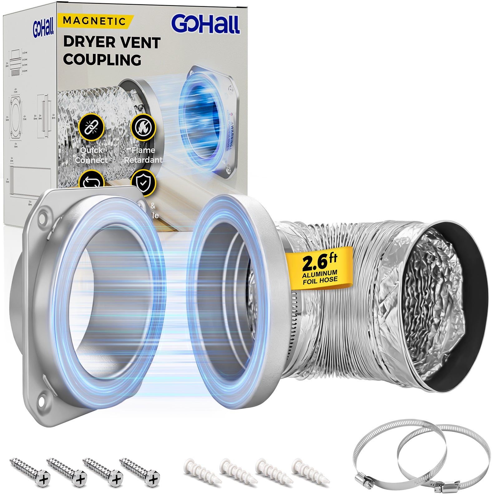 Magnetic Dryer Vent Coupling Kit – Straight 180° (4 Inch)