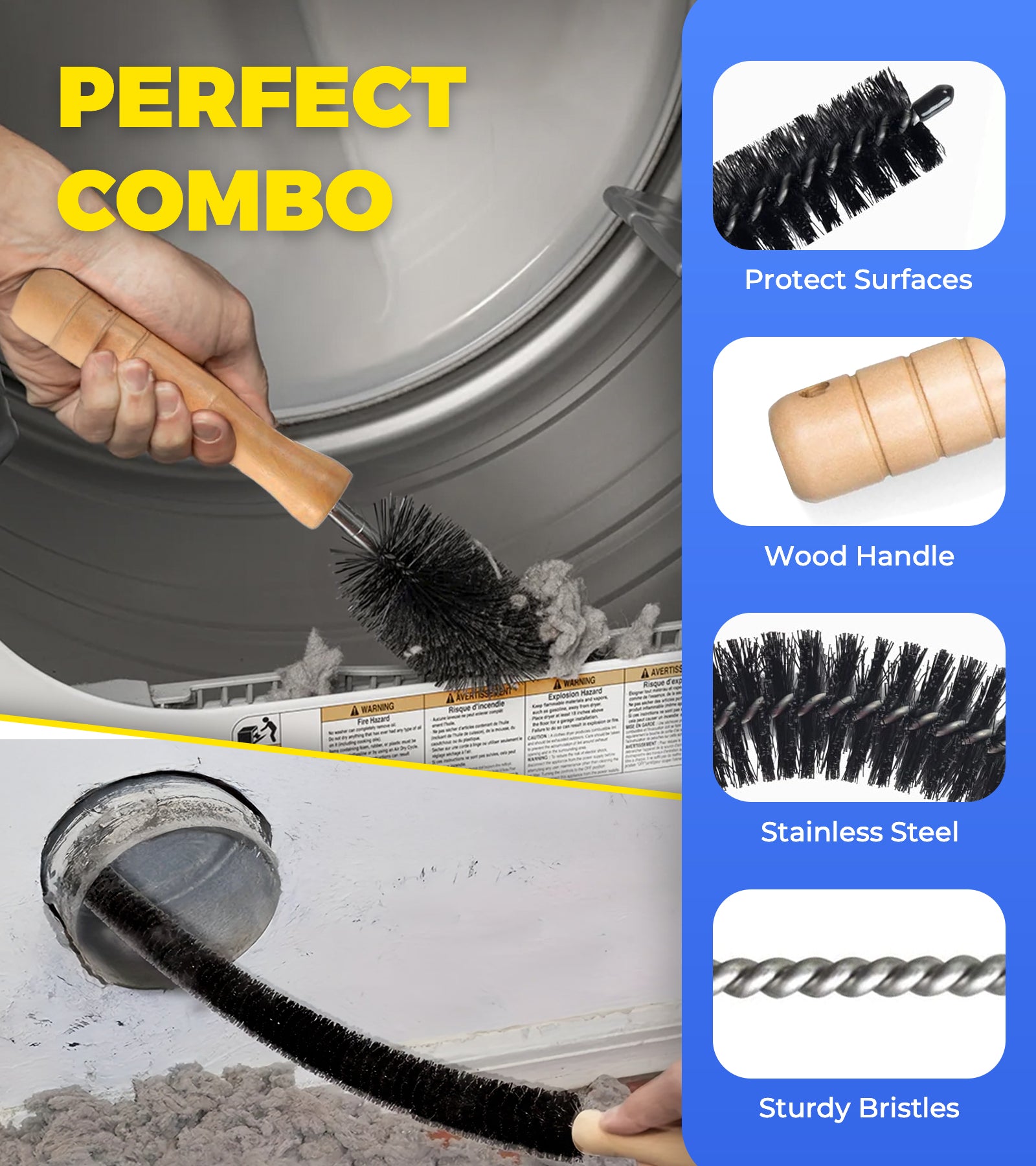Dryer Vent Cleaner Kit with Brush (Blue)