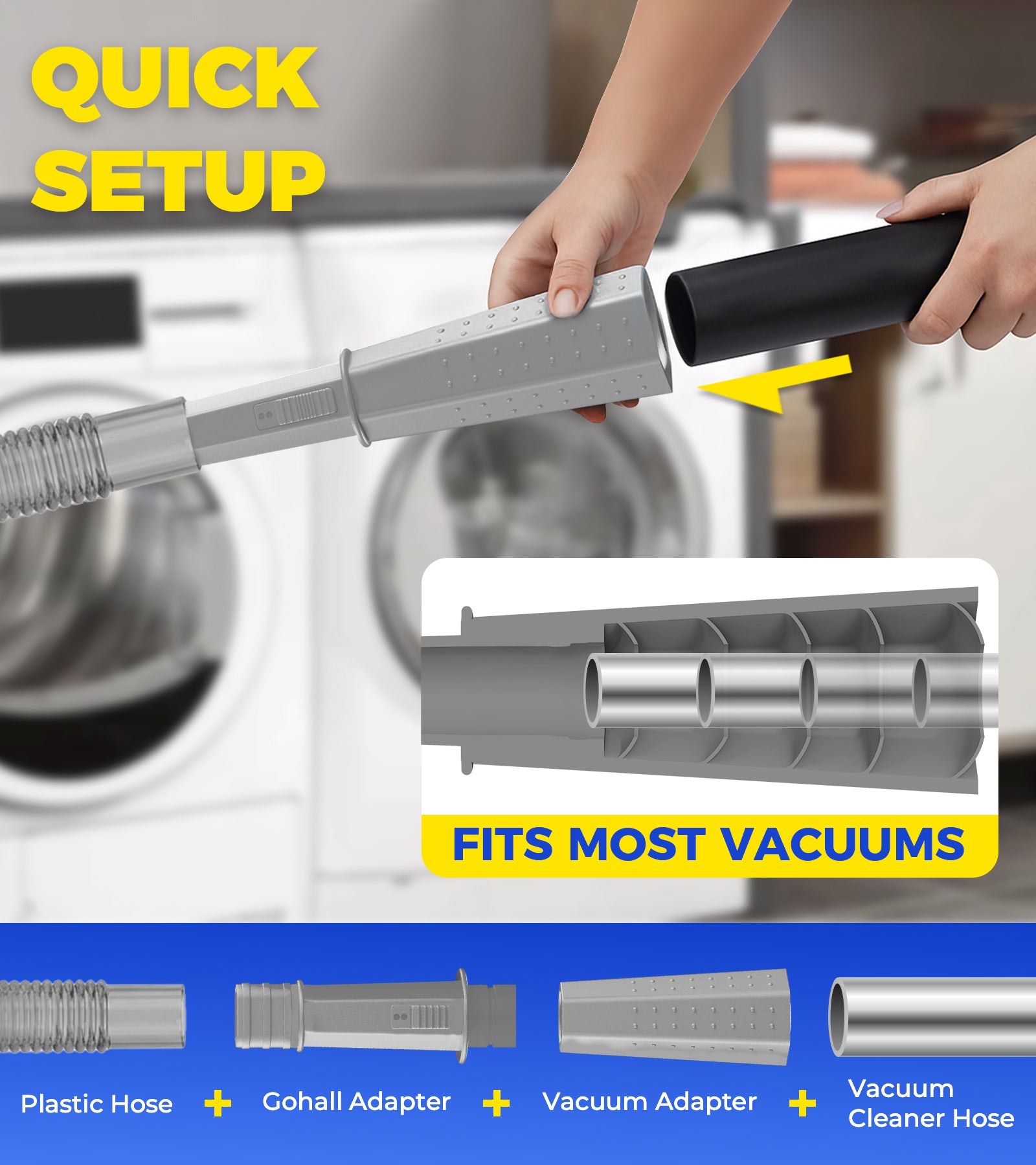 Dryer Vent Vacuum Attachment (Transparent Gray)