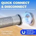 Magnetic Dryer Vent Coupling Kit – Straight 180° (4 Inch)