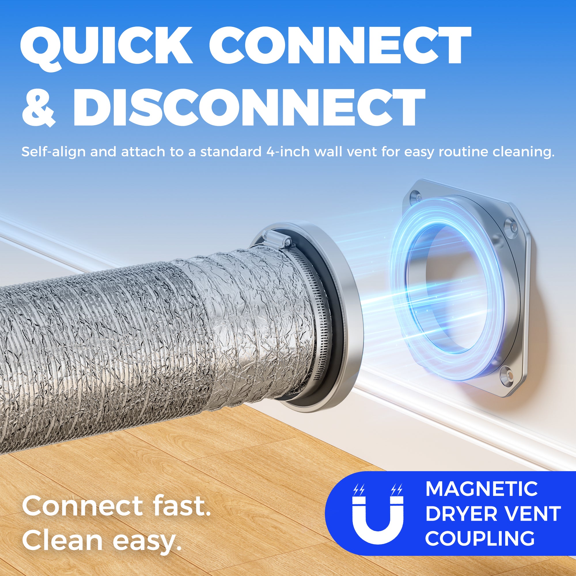 Magnetic Dryer Vent Coupling Kit – Straight 180° (4 Inch)
