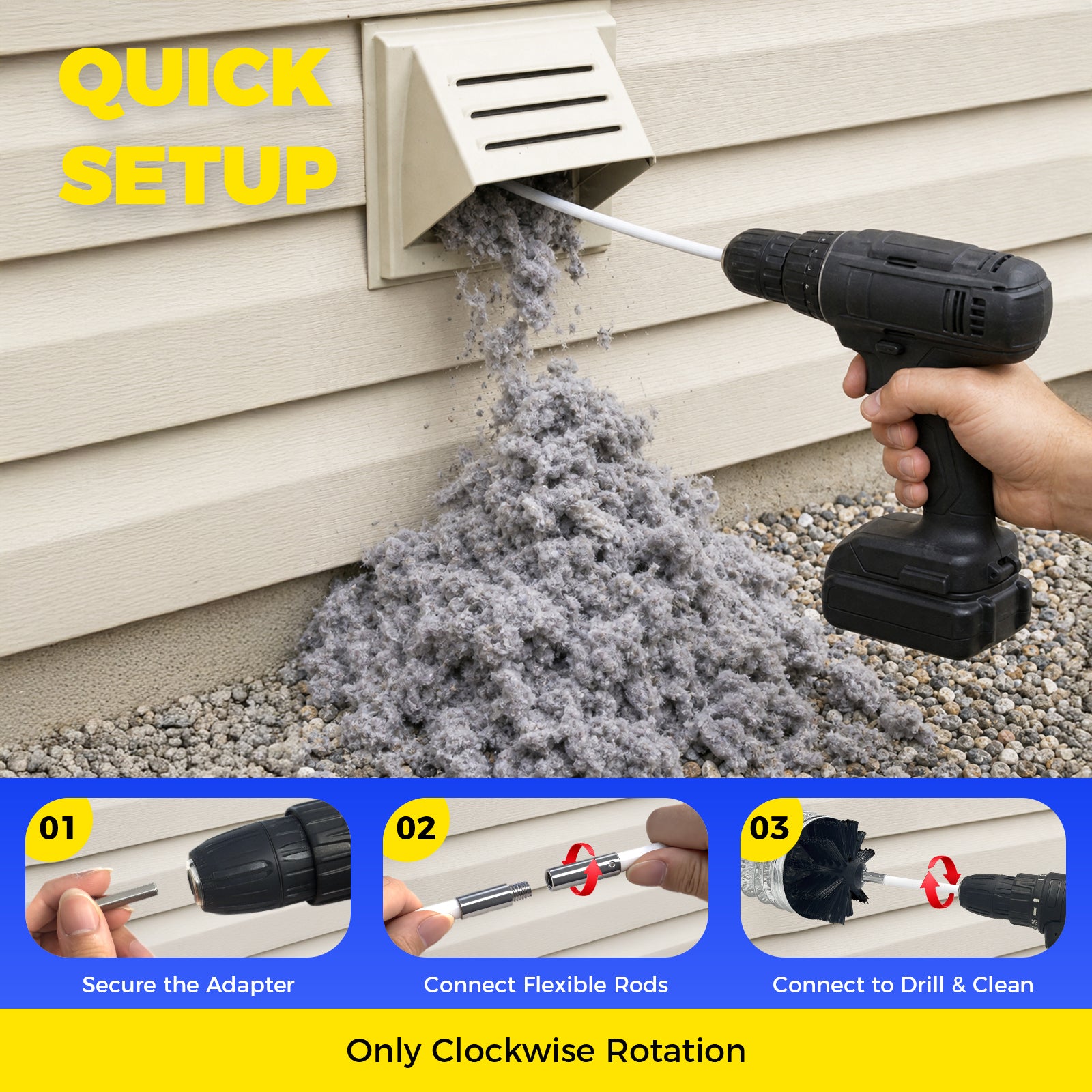 Dryer Vent Cleaning Kit with Flexible Nylon Rods (40 FT)
