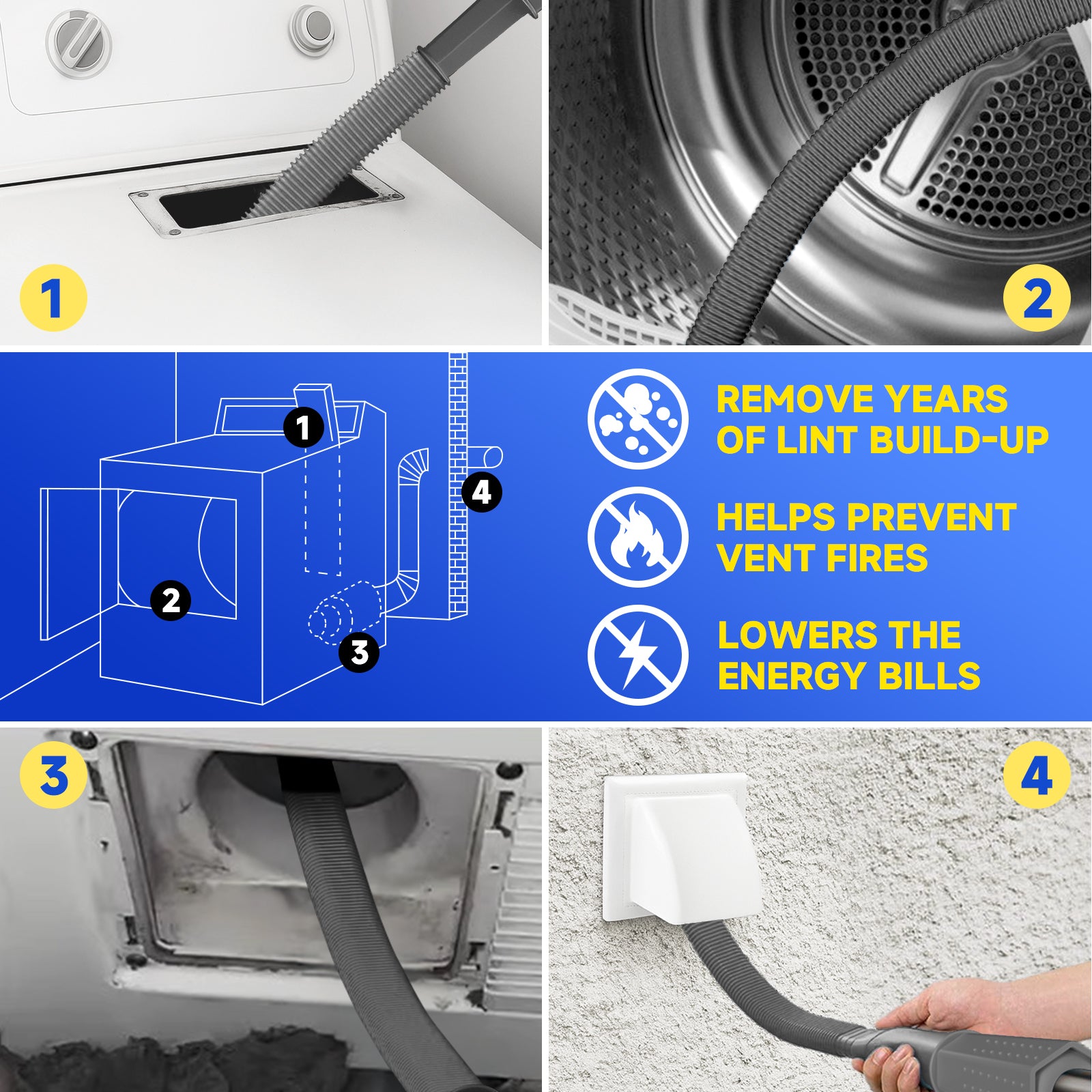 Dryer Vent Cleaner Kit with Brush (Grey)
